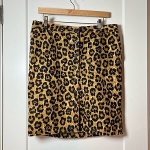 Lauren by Ralph Lauren 90s/Y2K Leopard Cat Print‎ Linen‑Cotton Midi Skirt 🐆